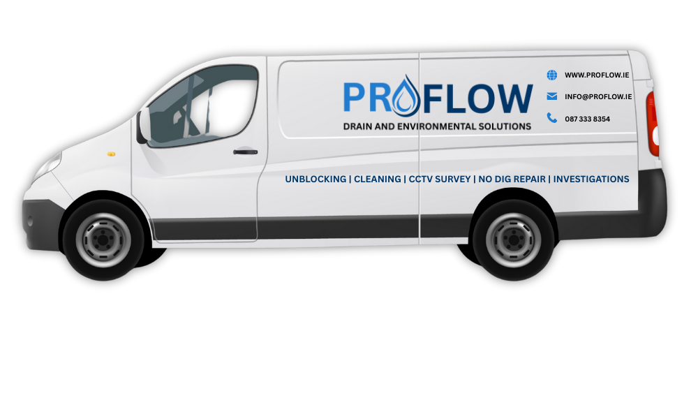 drain and pipeline specialist providing reliable, professional services to domestic and commercial clients including local authorities. white van and logo